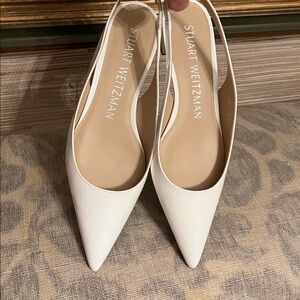 Stuart Weitzman White Leather Mules 7.5